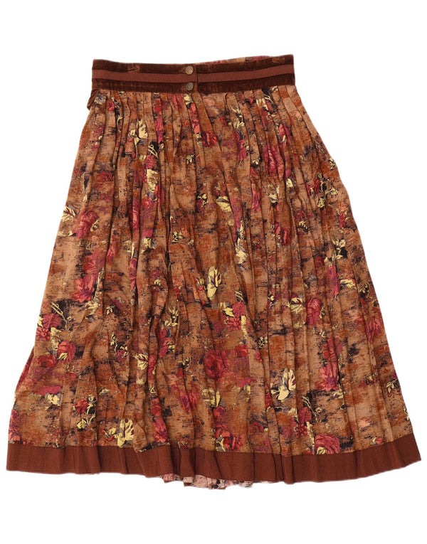 Saia feminina plissada e larga Seminole IT 44 médio W28 marrom floral viscose