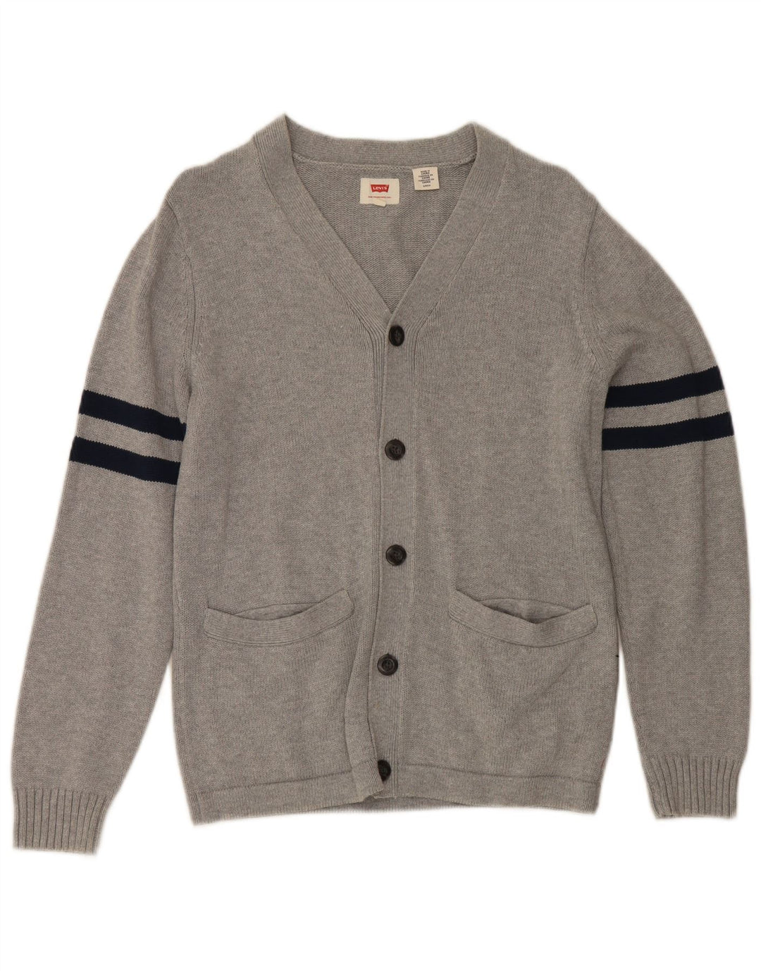 Suéter cardigã masculino Levi's pequeno algodão listrado cinza