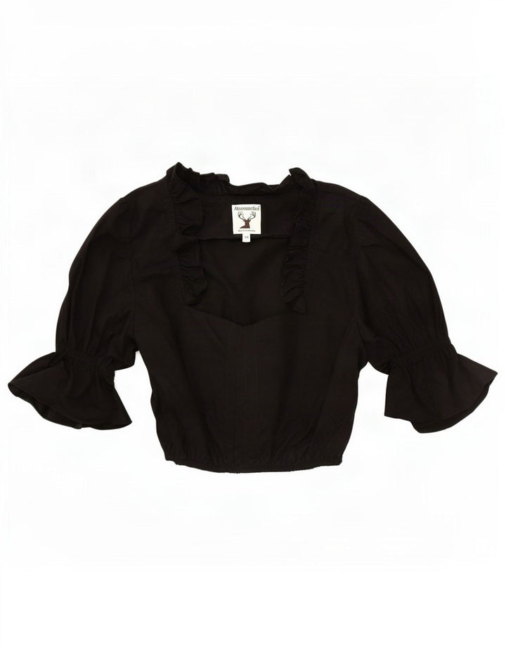 Blusa feminina Alpenmarchen com babados na frente e corte frontal UE 40 médio preto