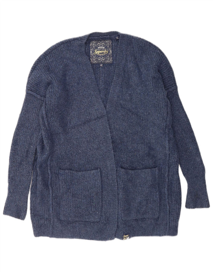Suéter de cardigã superdimensionado feminino Superdry UK 10 pequeno azul acrílico