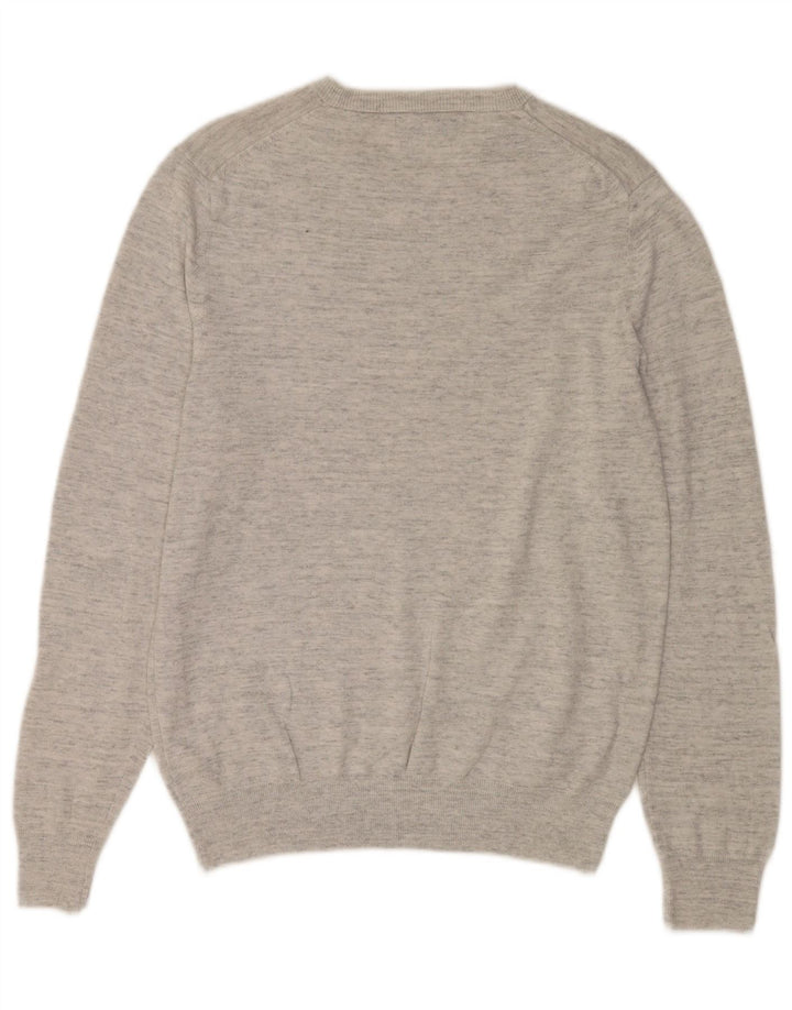 Suéter masculino Marks & Spencer com gola redonda e algodão manchado cinza médio
