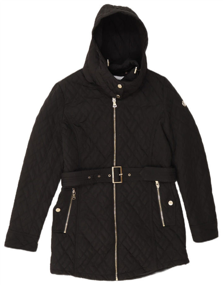 Sobretudo acolchoado com capuz feminino Calvin Klein Reino Unido 10 pequeno poliéster preto