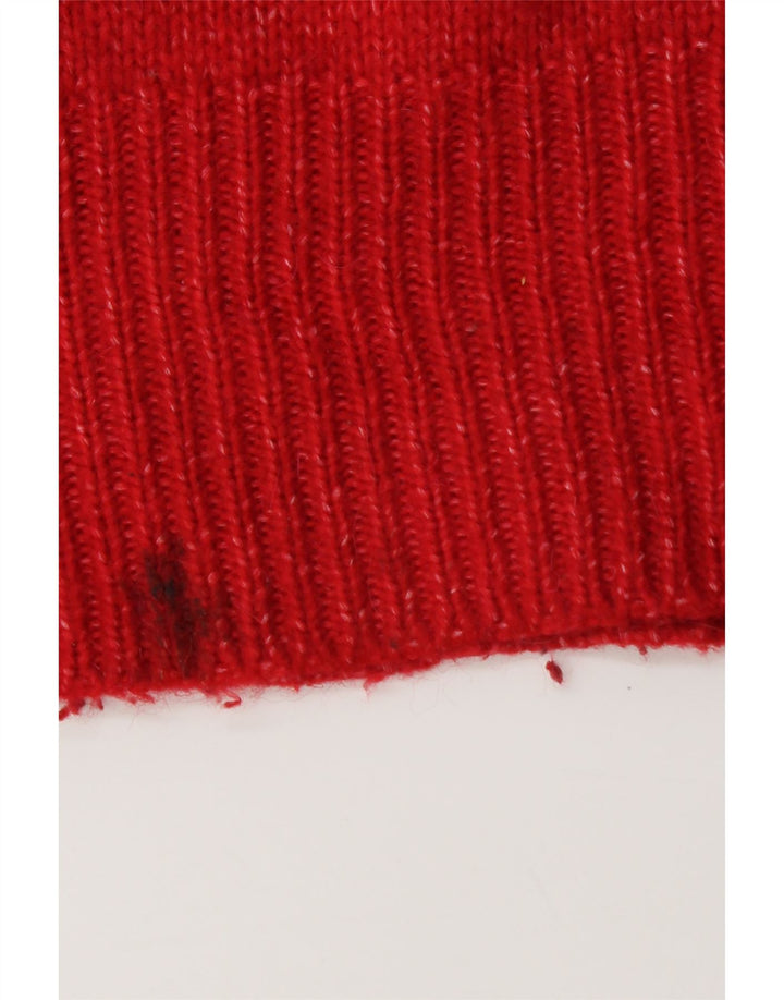 ZARA Suéter feminino oversized com gola redonda Reino Unido 10 pequeno acrílico vermelho