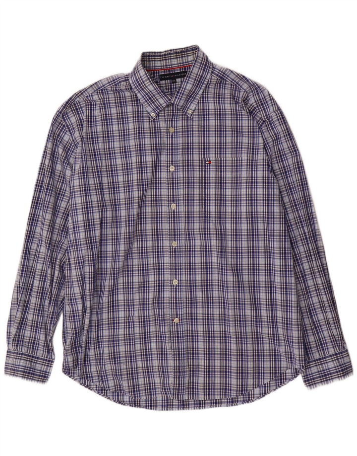TOMMY HILFIGER Mens Shirt 2XL Blue Check Cotton