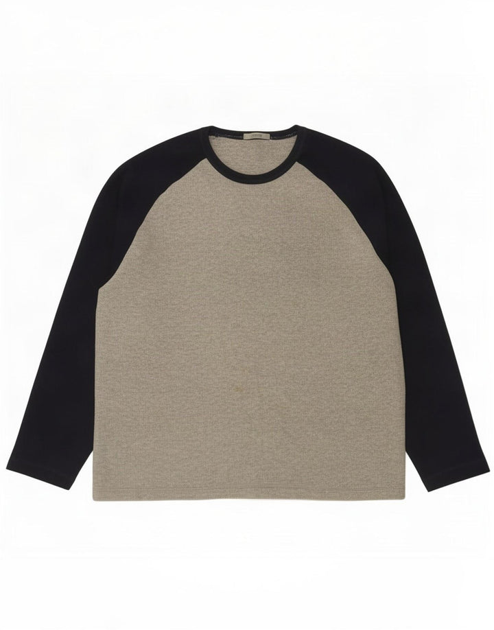 Top masculino Marks & Spencer manga comprida cinza médio algodão colorblock