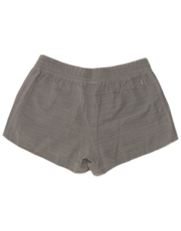 Shorts esportivos femininos Adidas UK 12/14 poliéster listrado cinza médio