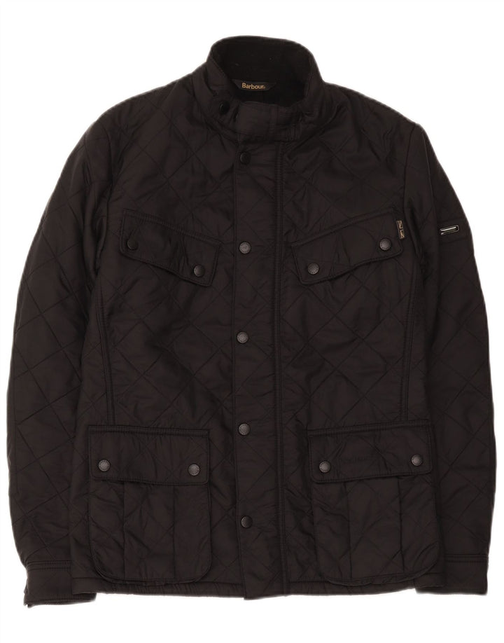 Jaqueta acolchoada masculina Barbour UK 36 poliéster preto pequeno