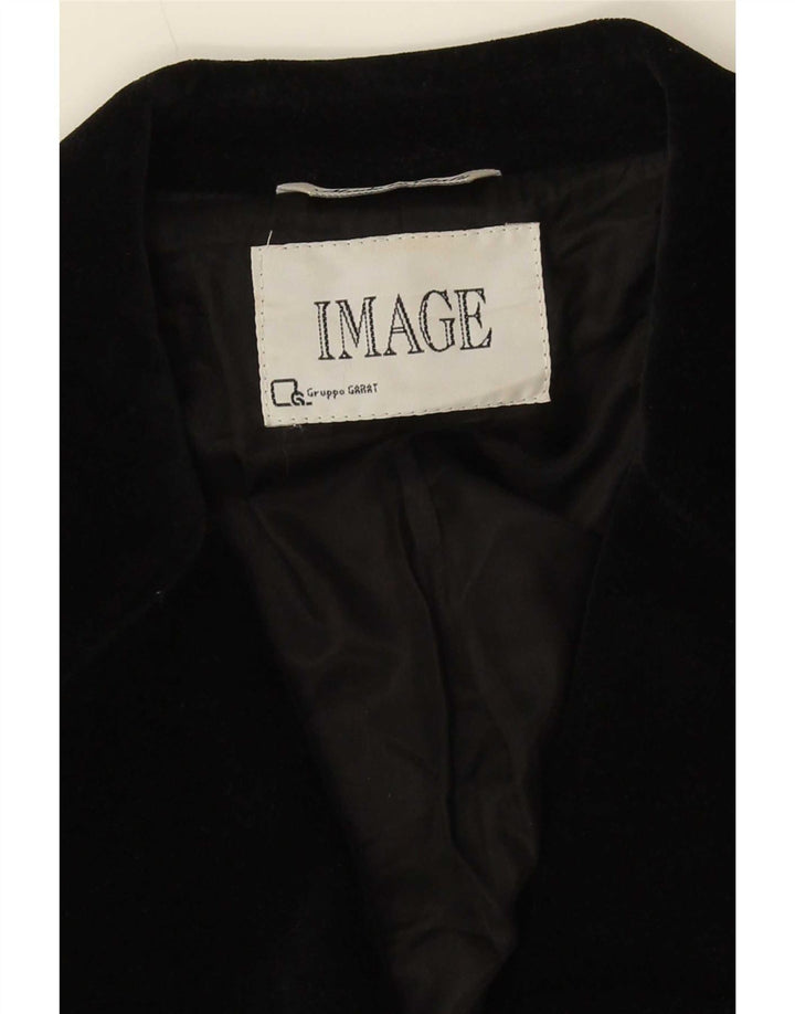 Jaqueta blazer feminina vintage de veludo com 3 botões Reino Unido 14 médio preto
