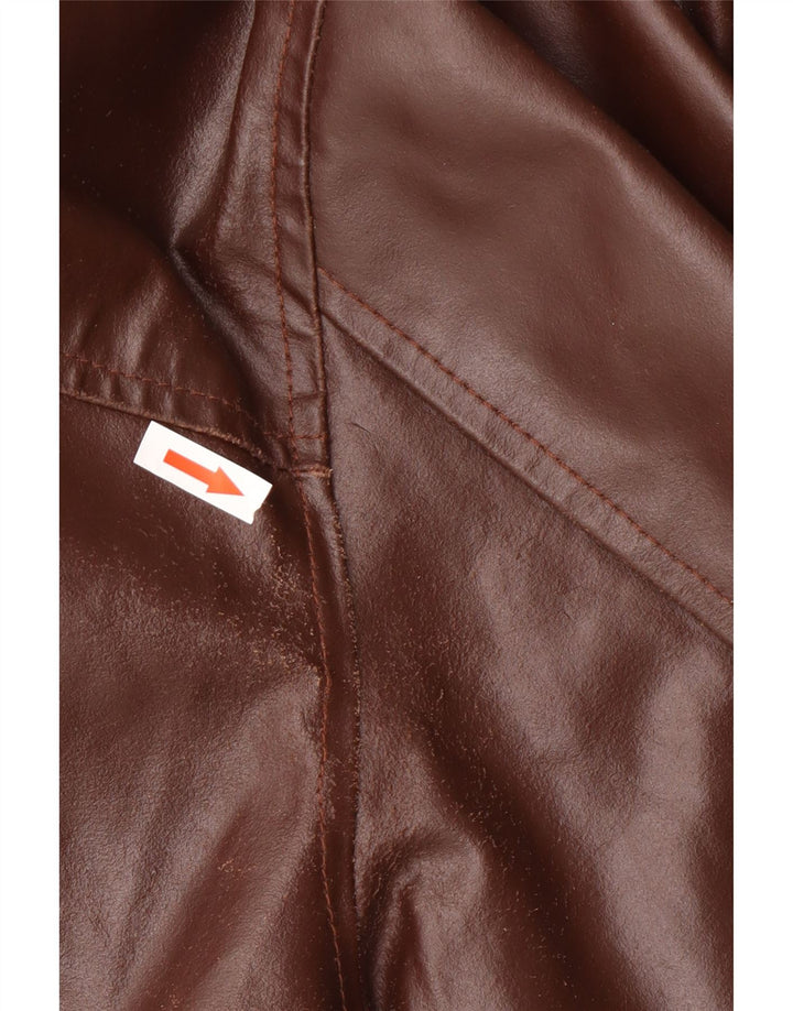 Jaqueta blazer masculina de couro com 3 botões Conbipel Reino Unido 40 couro marrom grande