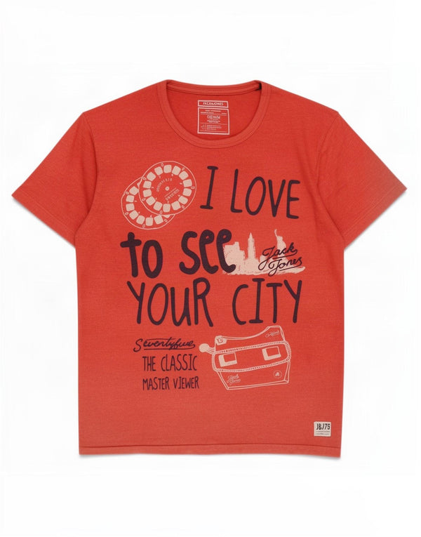 Jack & Jones Mens Graphic T-Shirt Top Large Red