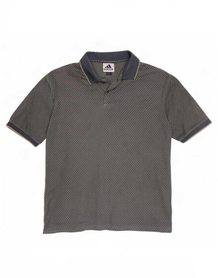 Camisa polo masculina Adidas grande cinza Argyle/algodão diamante