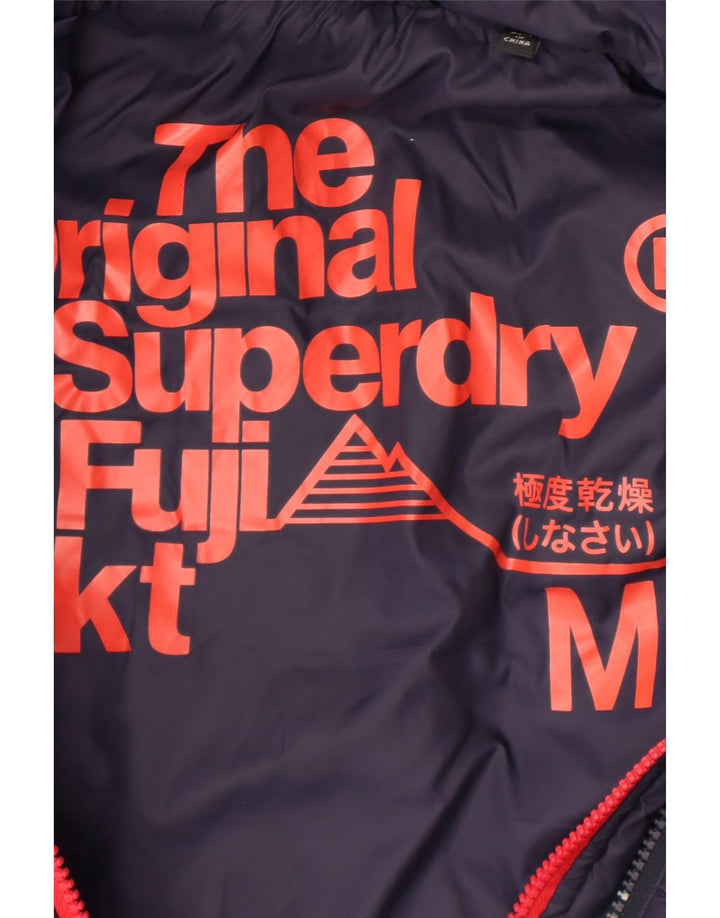 Jaqueta acolchoada com capuz feminina Superdry UK 12 médio azul marinho nylon
