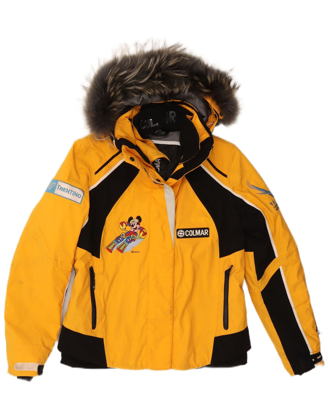 Jaqueta de esqui feminina com capuz Colmar IT 48 XL amarelo colorblock nylon