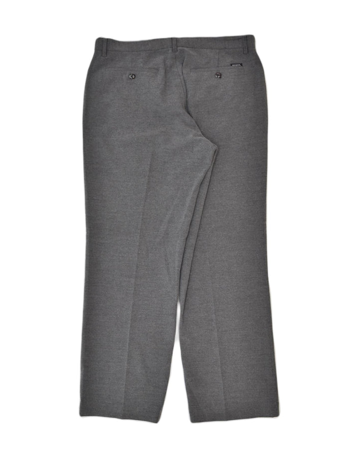 GUESS Womens Straight Suit Trousers W32 L32 Grey Polyester | Vintage | Thrift | Second-Hand | Used Clothing | Messina Hembry 