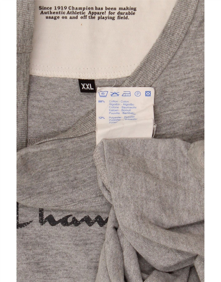Top gráfico masculino Champion manga comprida 2XL algodão cinza
