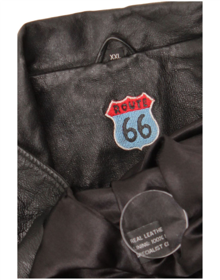 Jaqueta de couro masculina Route 66 UK 44 2XL couro preto