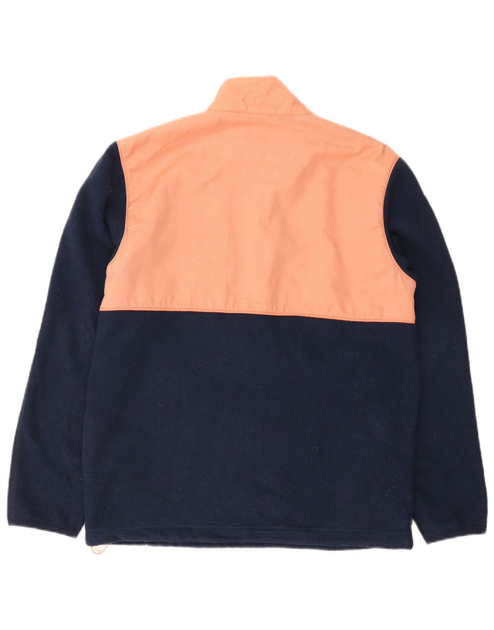 Suéter Adidas Masculino Zip Neck Fleece Pequeno Azul Marinho Colorblock Poliéster
