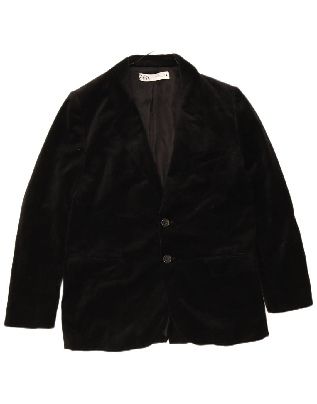 Jaqueta blazer masculina de veludo com 2 botões Zara Reino Unido 38 algodão preto médio