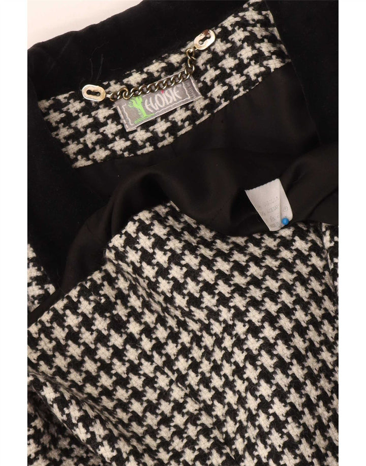 Blazer feminino Egoiste UK 14 médio preto Houndstooth clássico