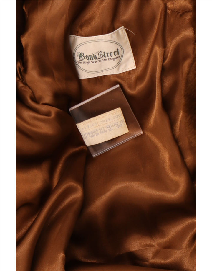 Sobretudo feminino de pele sintética com capuz BOND STREET IT 44 acrílico marrom médio