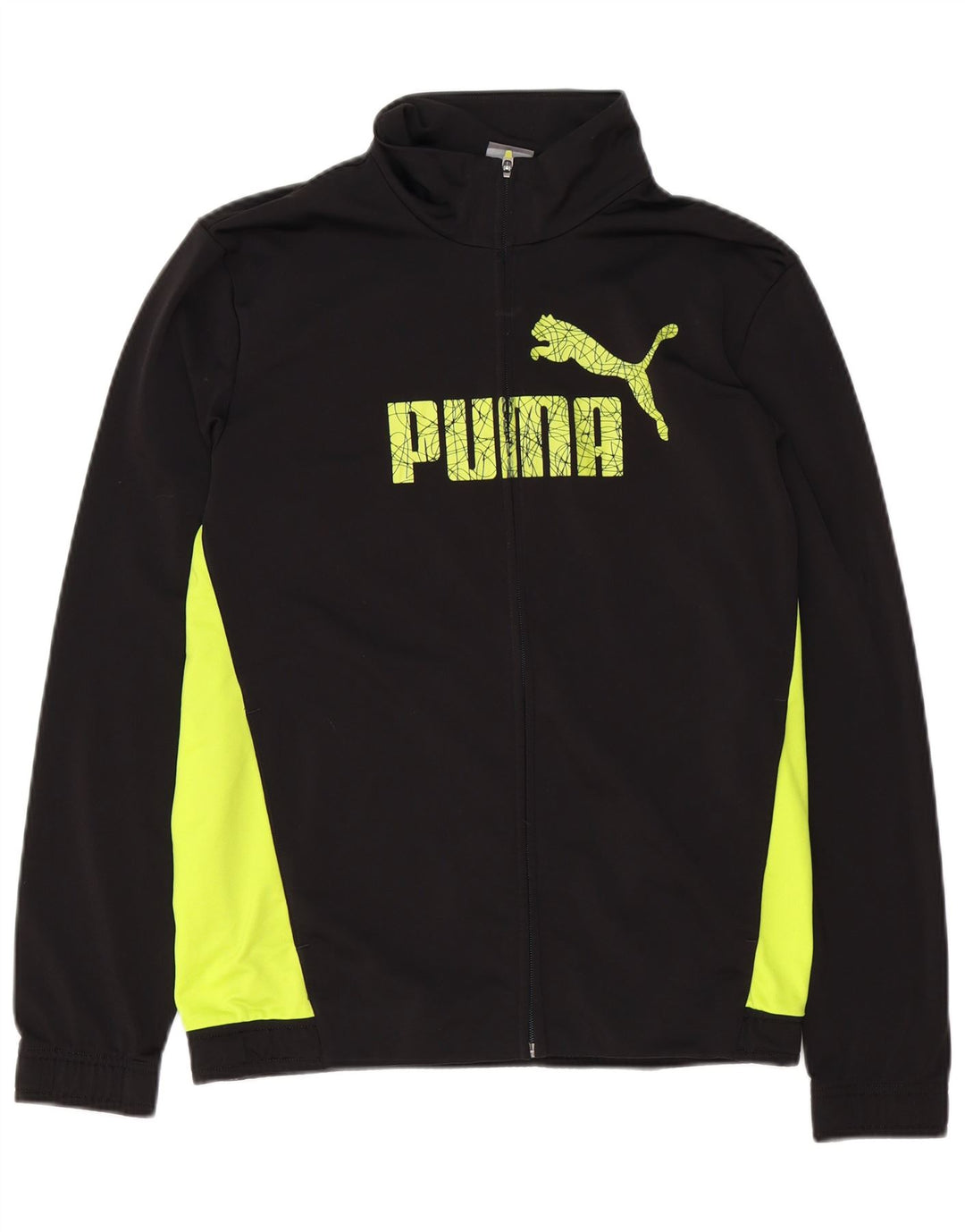 Puma Mens Graphic Tracksuit Top Jacket Pequeno Preto Colorblock Poliéster