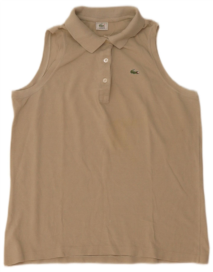 Camisa polo feminina sem mangas Lacoste tamanho 44 grande bege