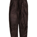 Calça feminina VINTAGE de couro com pregas IT 44 médio W26 L26 couro preto