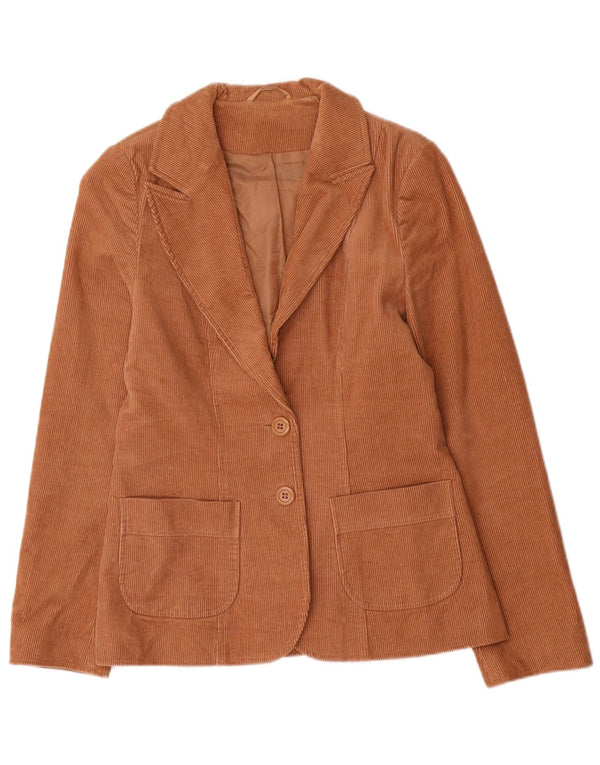Jaqueta blazer feminina de veludo cotelê com 2 botões da Topshop Reino Unido 10 algodão marrom pequeno