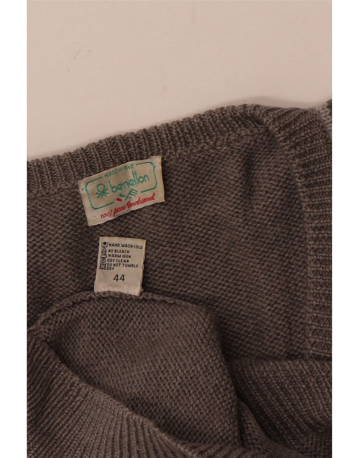 Suéter feminino BENETTON com decote em V IT 44 Cinza médio Argyle/Diamante
