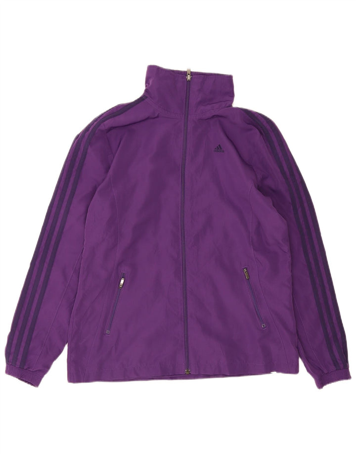 Adidas Womens Climalite Tracksuit Top Jacket UK 12 Médio Roxo Poliéster