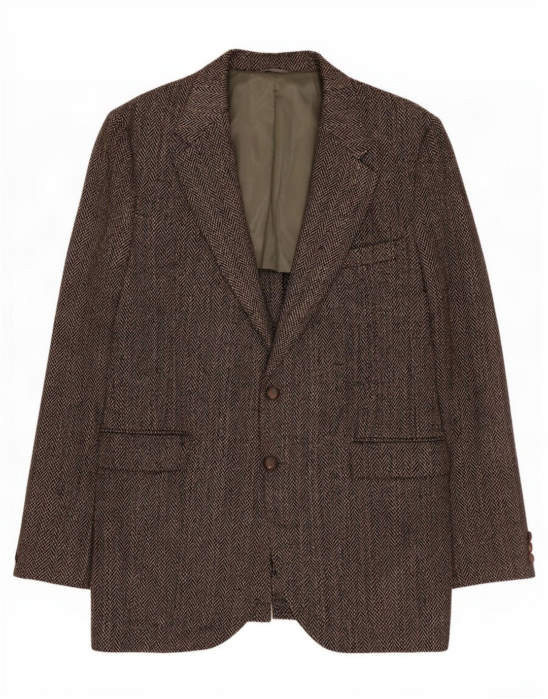 Jaqueta blazer masculina de 2 botões Harris Tweed Reino Unido 40 grande lã espinha de peixe cinza