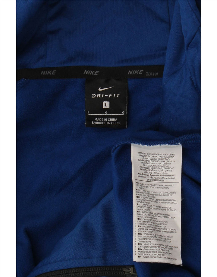 Suéter Nike masculino Dri Fit Zip com capuz grande poliéster azul