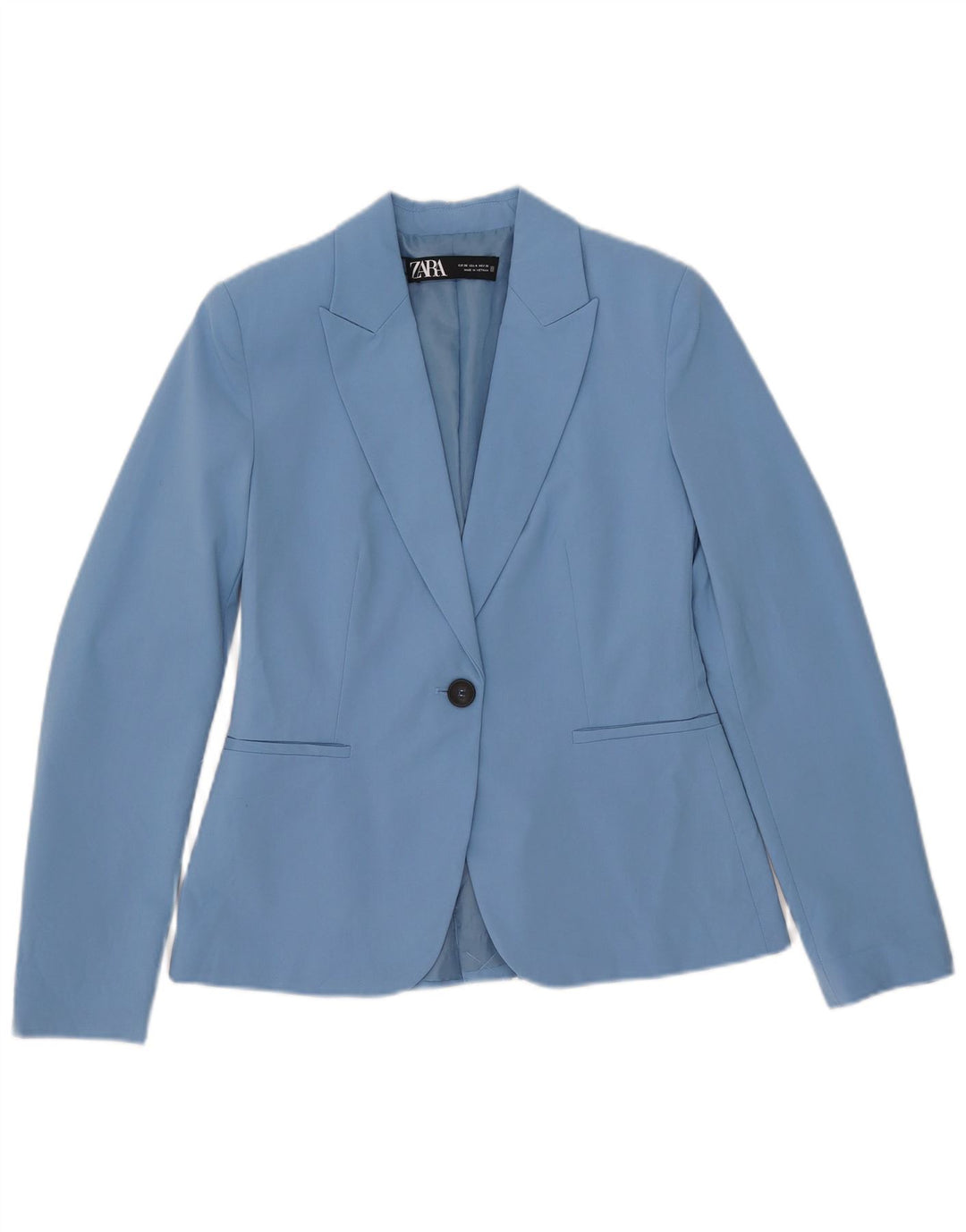 Jaqueta blazer feminina Zara com 1 botão EU 36 XS azul poliéster