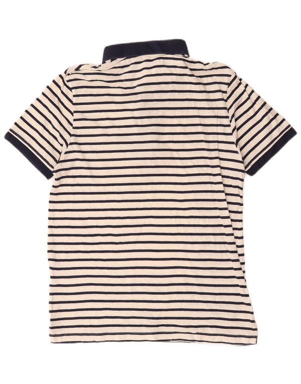 Lyle & Scott Mens Rugby Polo Shirt Medium White Striped Cotton