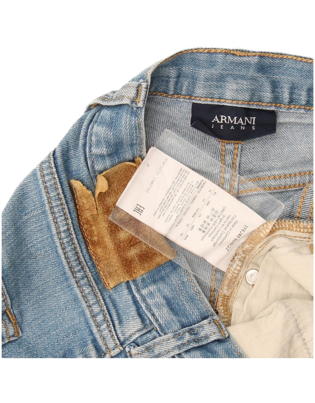 Calça jeans reta masculina Armani W34 L32 algodão azul