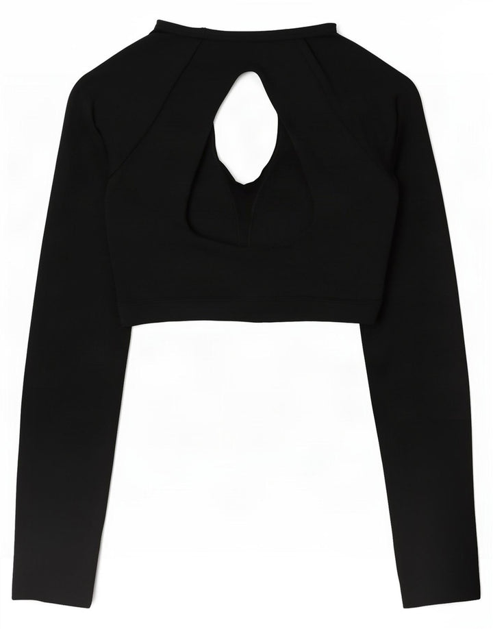 Top cropped feminino Nike manga comprida UK 20 2XL preto poliéster