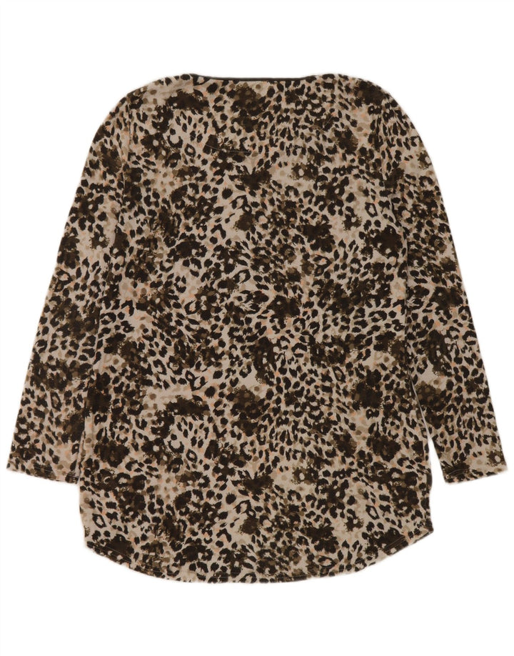 Túnica feminina Marks & Spencer Reino Unido 12 médio cáqui estampa animal