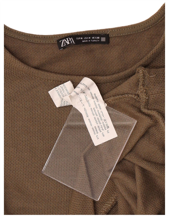 ZARA moletom feminino jumper UK 12 viscose marrom médio