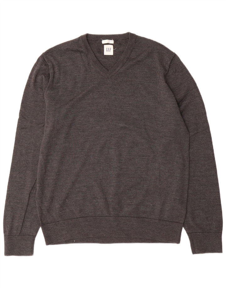 Suéter masculino Gap com decote em V grande lã cinza