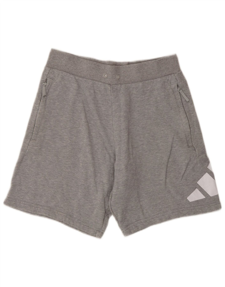 Shorts esportivos gráficos masculinos Adidas pequenos cinza