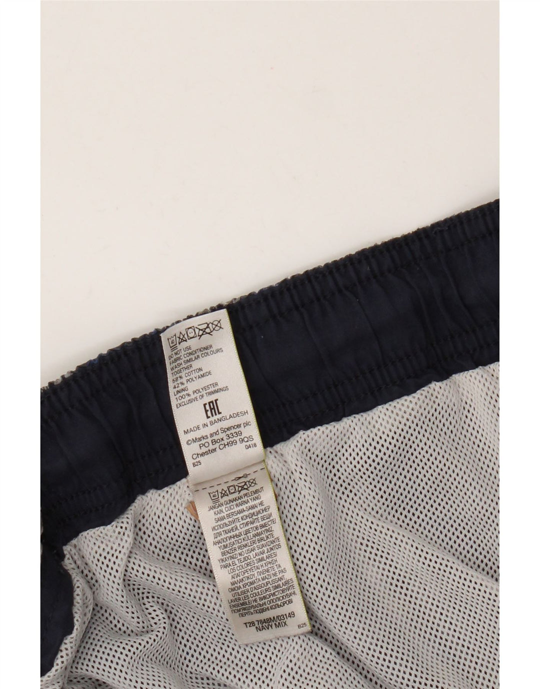 Shorts de natação masculino Marks & Spencer 2XL algodão xadrez azul