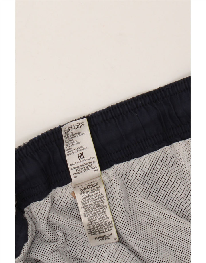 Shorts de natação masculino Marks & Spencer 2XL algodão xadrez azul