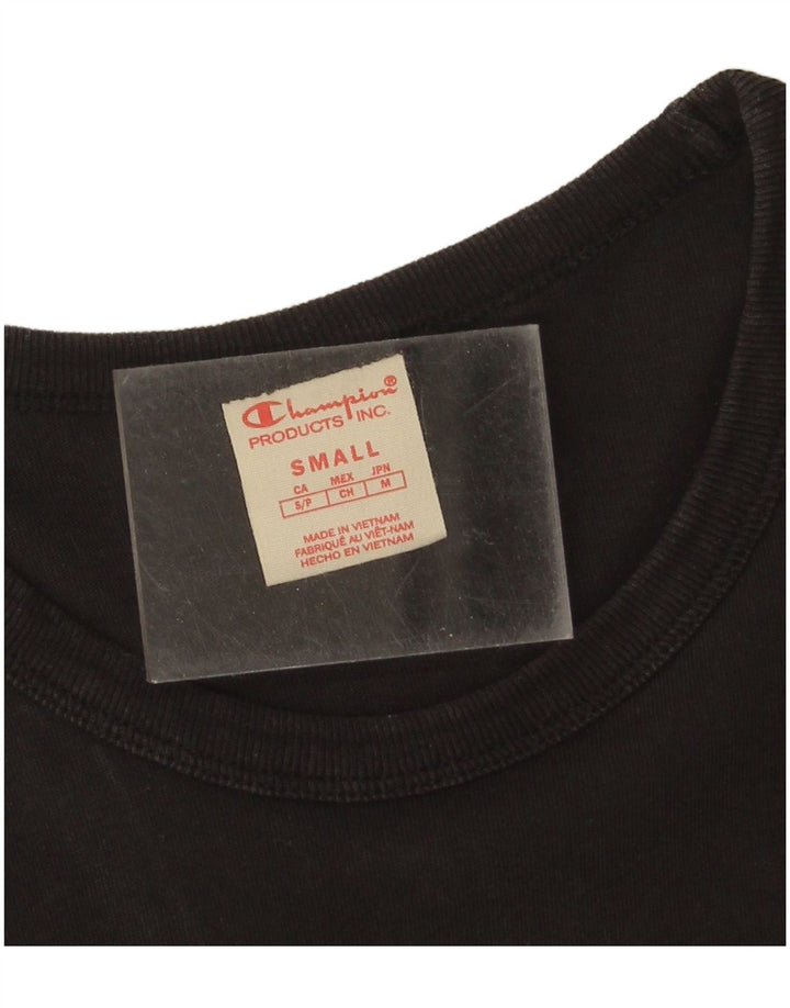 Camiseta masculina gráfica Champion pequena de algodão preto