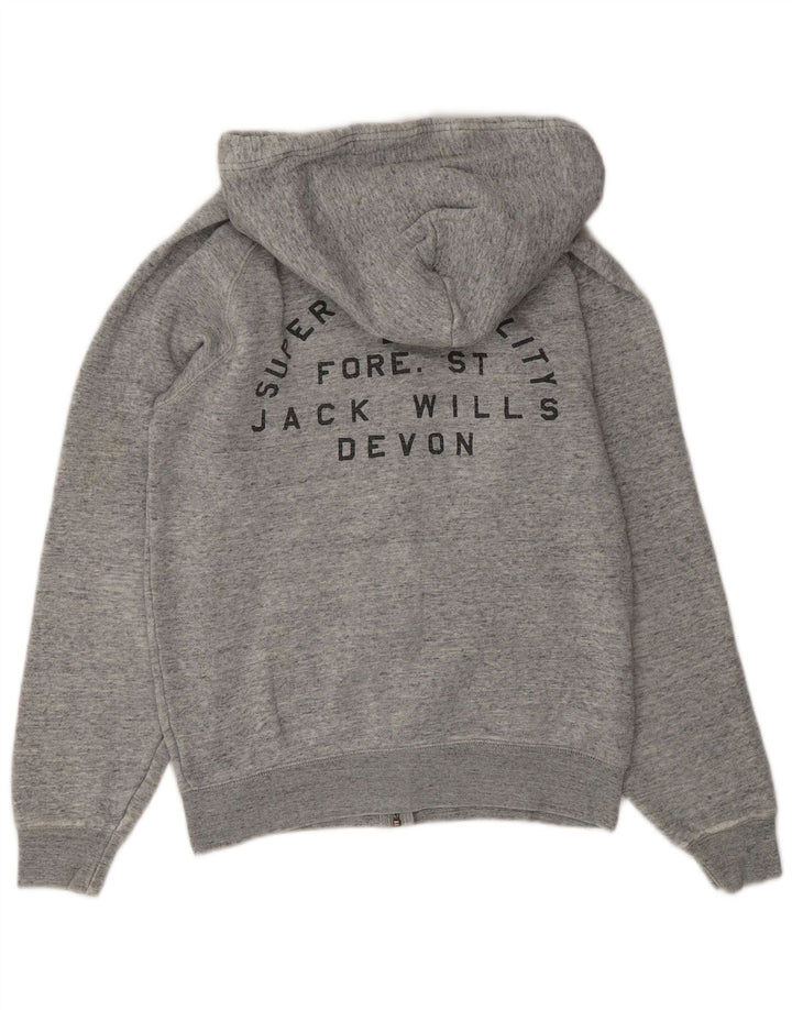 JACK WILLS Suéter masculino com capuz e zíper gráfico XS cinza manchado