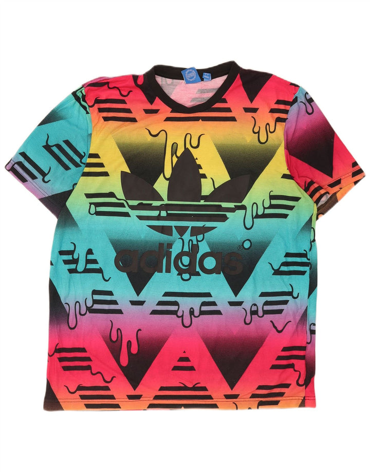 Adidas Mens Graphic T-Shirt Top Grande Poliéster Multicolorido
