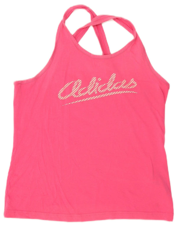 Adidas Womens Graphic Vest Top UK 12 Médio Algodão Rosa