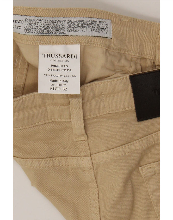 TRUSSARDI Womens Slim Casual Trousers W32 L29 Beige Cotton Vintage Trussardi and Second-Hand Trussardi from Messina Hembry 