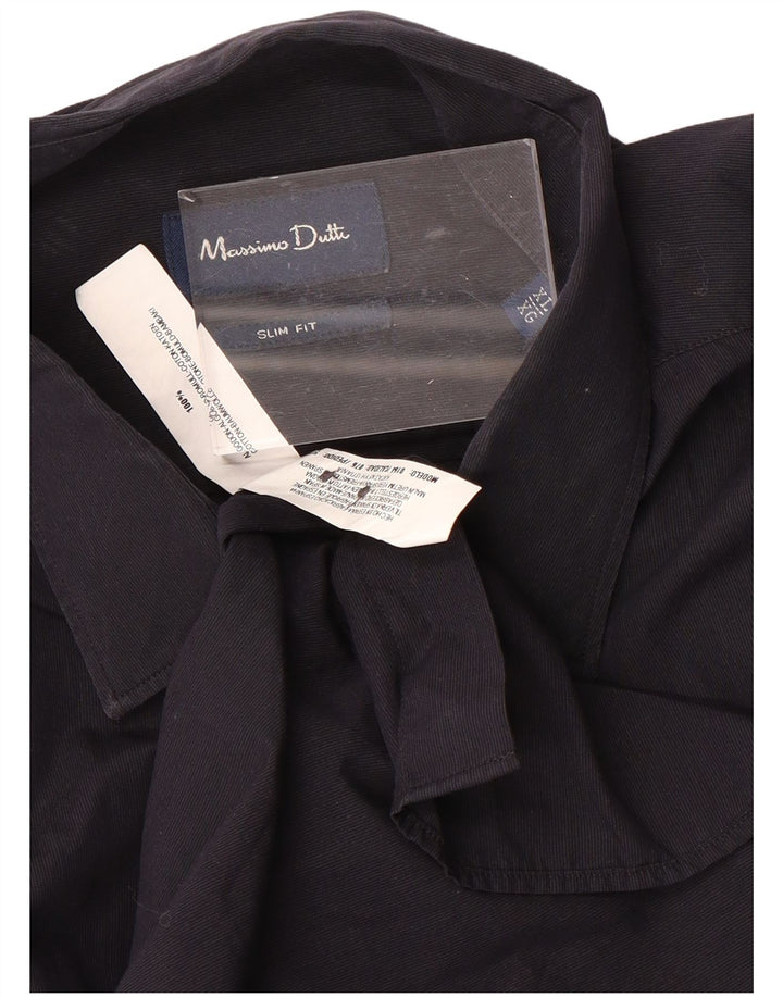 Camisa masculina Slim Fit MASSIMO DUTTI XL azul marinho algodão