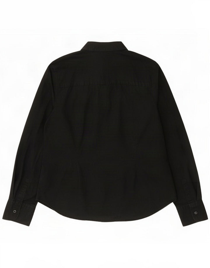 Camisa feminina Marks & Spencer Reino Unido 12 algodão preto médio