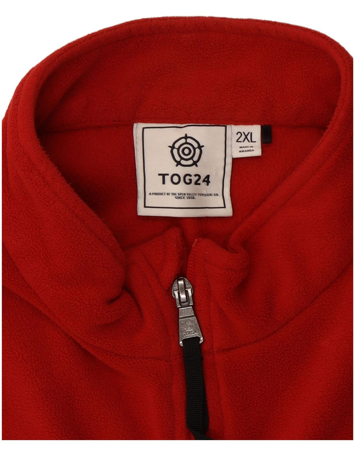 Jumper de lã masculino TOG 24 com zíper e pescoço 2XL poliéster vermelho